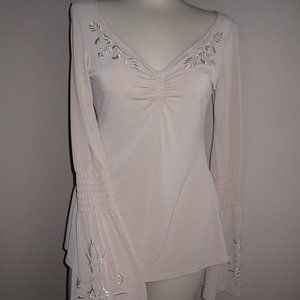 Arden B Tunic Long Sleeve Nude Top M